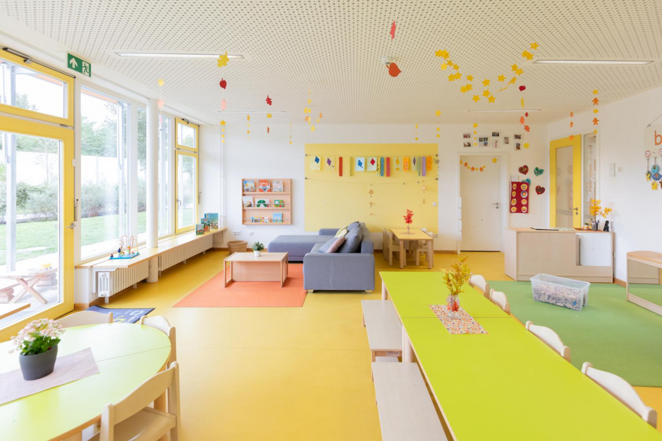 Kindergartengruppe in der Denk mit Kita München Aubing, Ilse-Fehling-Straße