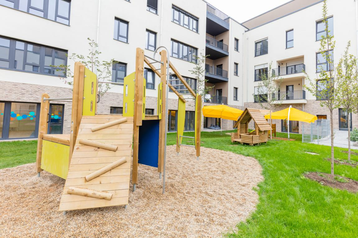 Garten und Innenhof der Denk mit Kita Nürnberg Nordbahnhof