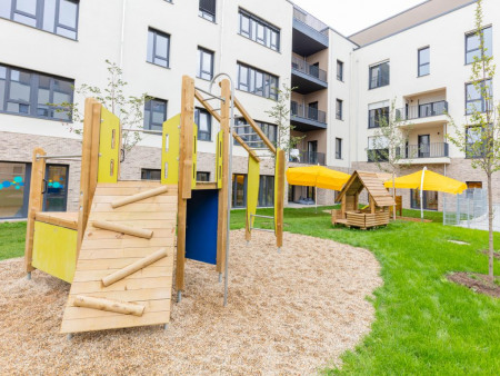 Garten und Innenhof der Denk mit Kita Nürnberg Nordbahnhof